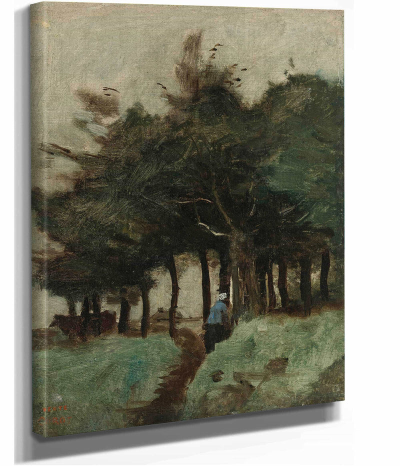 Boulogne Sur Mer Sentier Creux Domine Par Les Arbres by Jean Baptiste Camille Corot