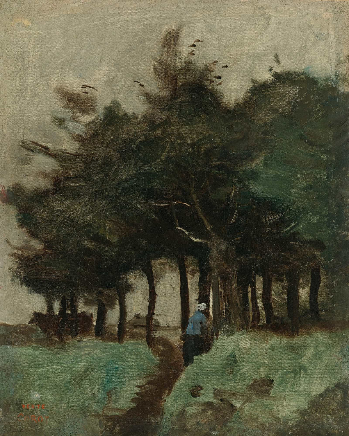 Boulogne Sur Mer Sentier Creux Domine Par Les Arbres by Jean Baptiste Camille Corot