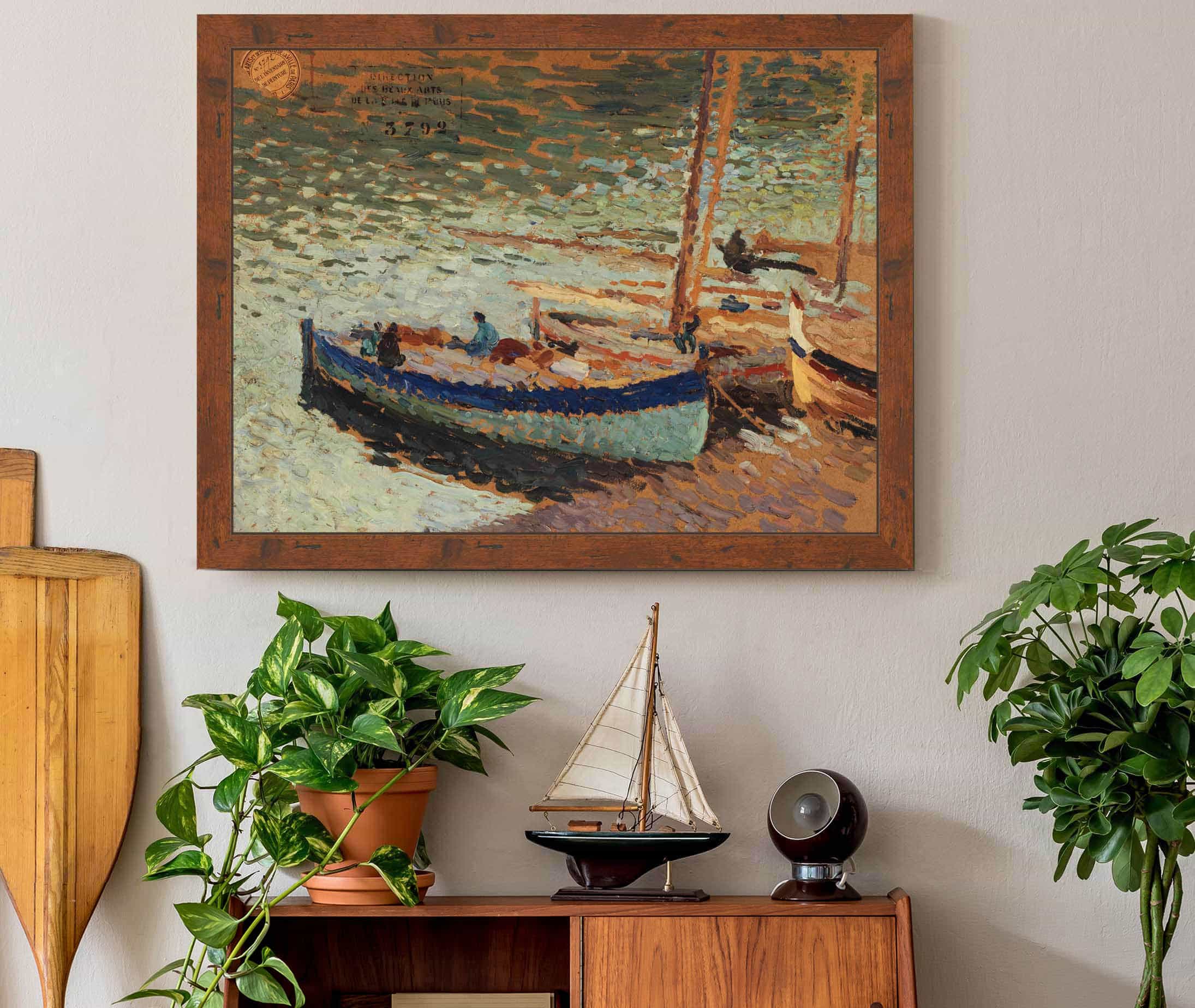 Bouquet De Bleuets Barques Au Port by Henri Martin