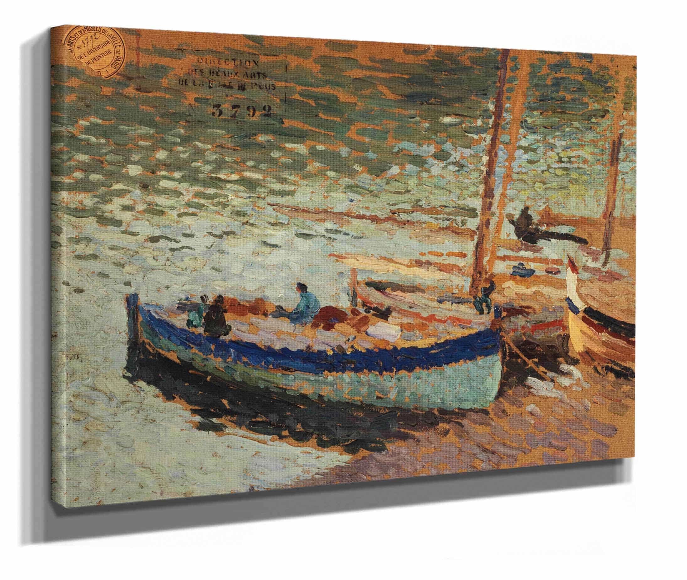 Bouquet De Bleuets Barques Au Port by Henri Martin