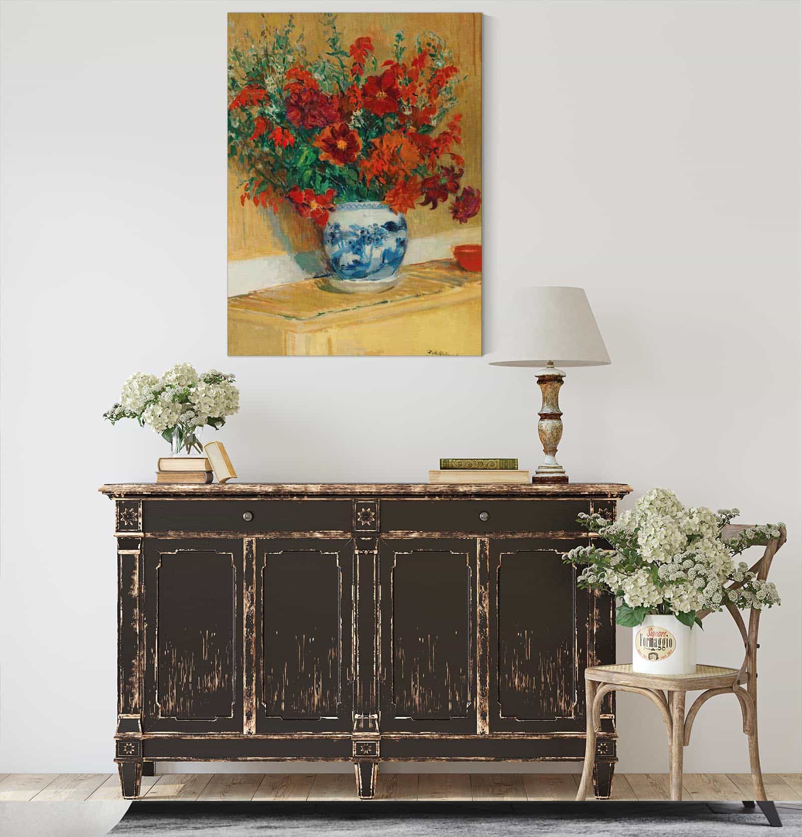 Bouquet De Fleurs Au Vase Bleu by Jacques Emile Blanche