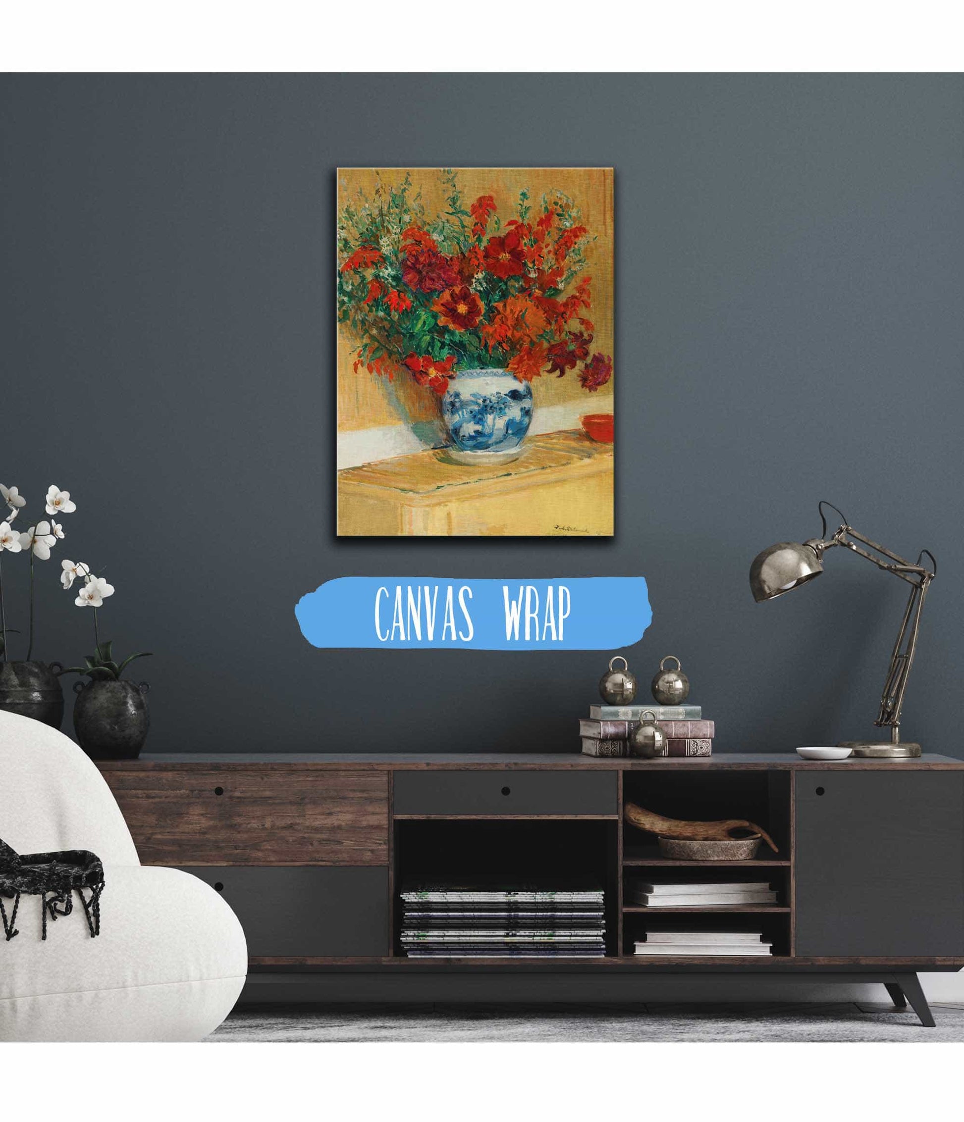 Bouquet De Fleurs Au Vase Bleu by Jacques Emile Blanche