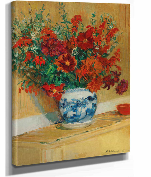 Bouquet De Fleurs Au Vase Bleu by Jacques Emile Blanche