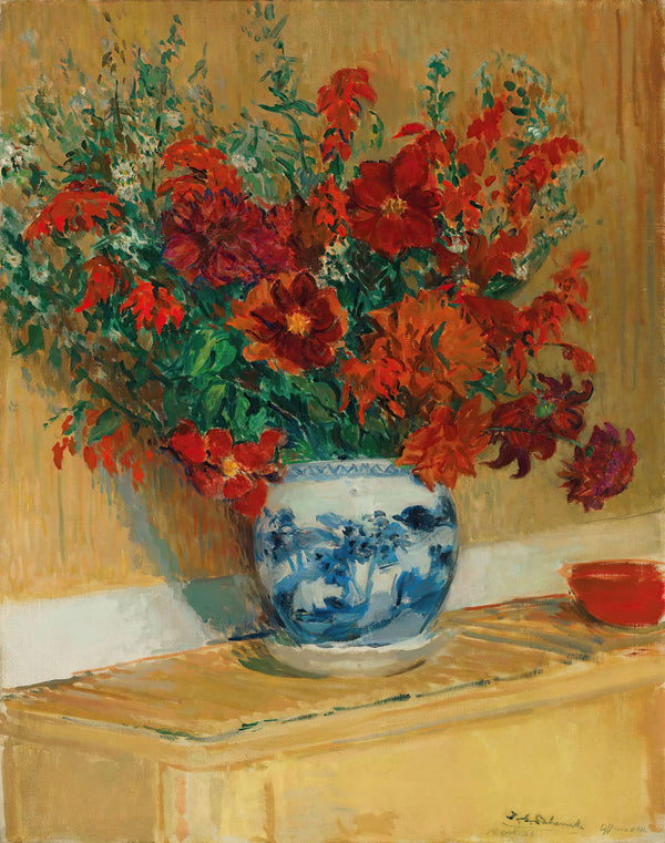 Bouquet De Fleurs Au Vase Bleu by Jacques Emile Blanche