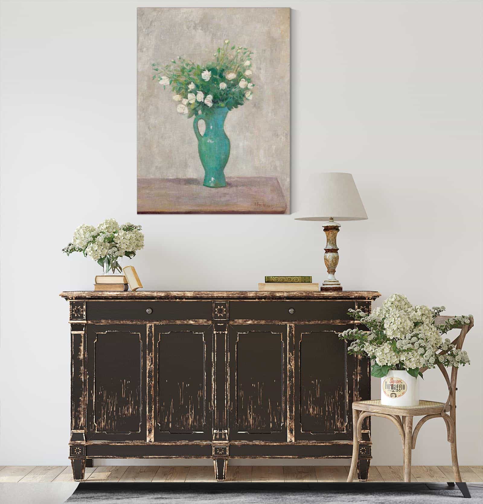 Bouquet In A Green Flower Vase by Tadeusz Makowski
