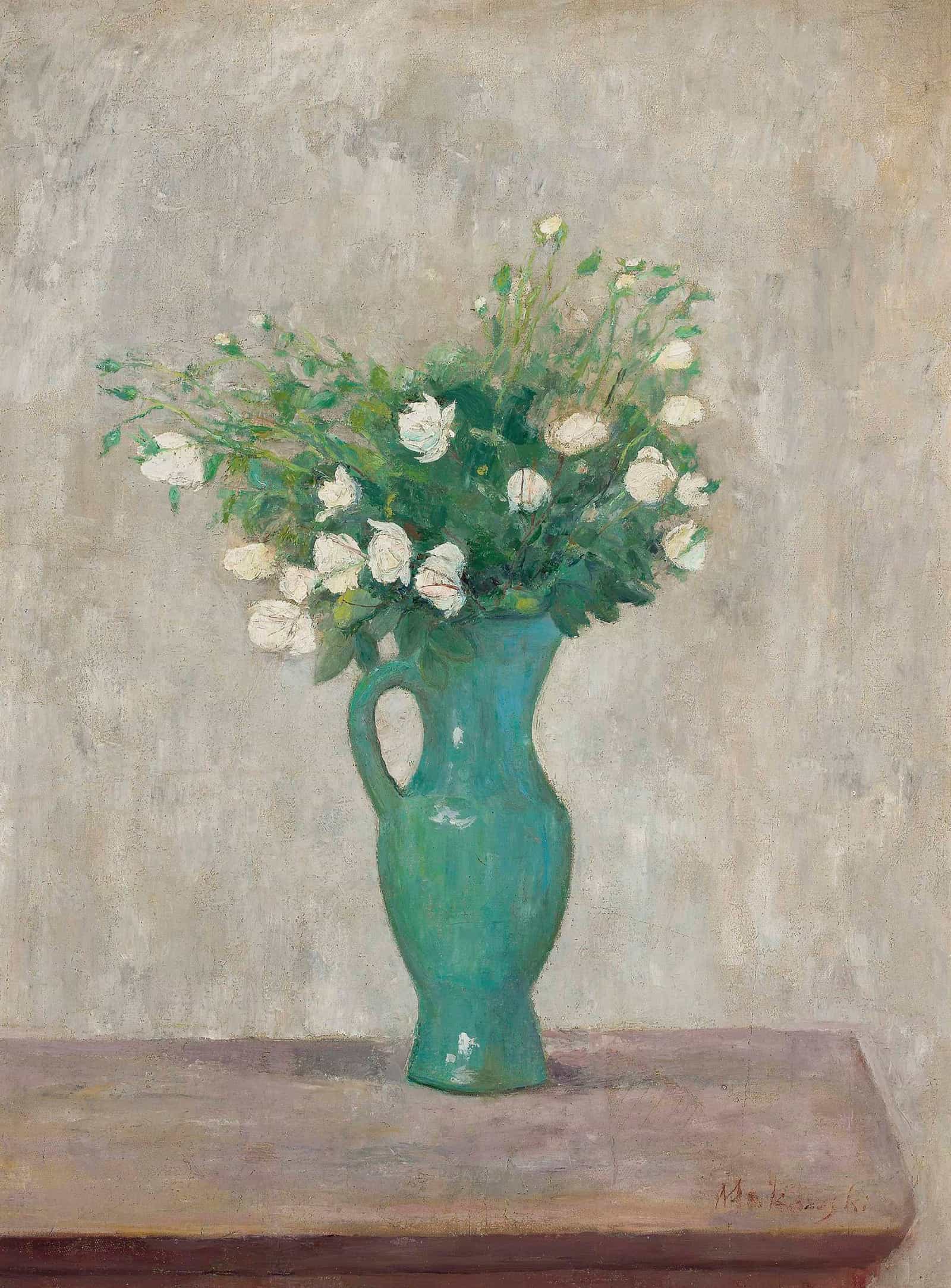 Bouquet In A Green Flower Vase by Tadeusz Makowski