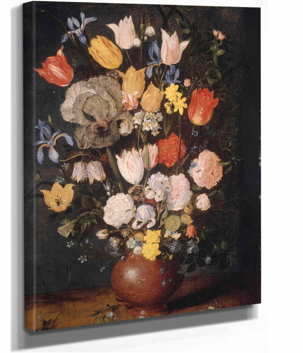 Bouquet Of Flowers In An Earthenware Vase by Jan Brueghel The Elder