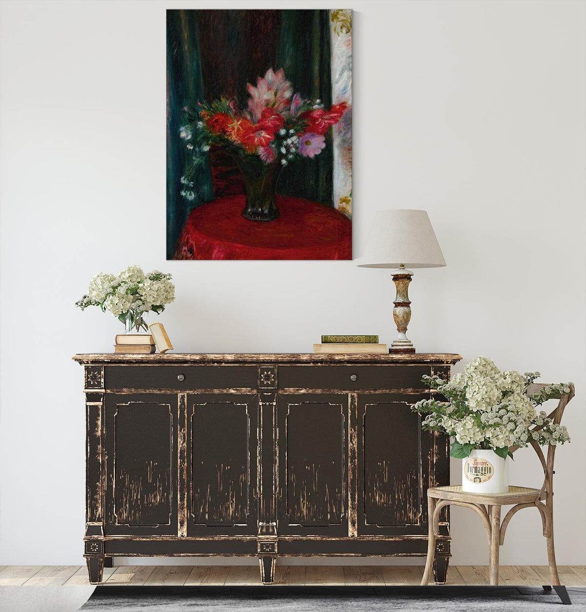 Bouquet On Red Tablecloth by William James Glackens