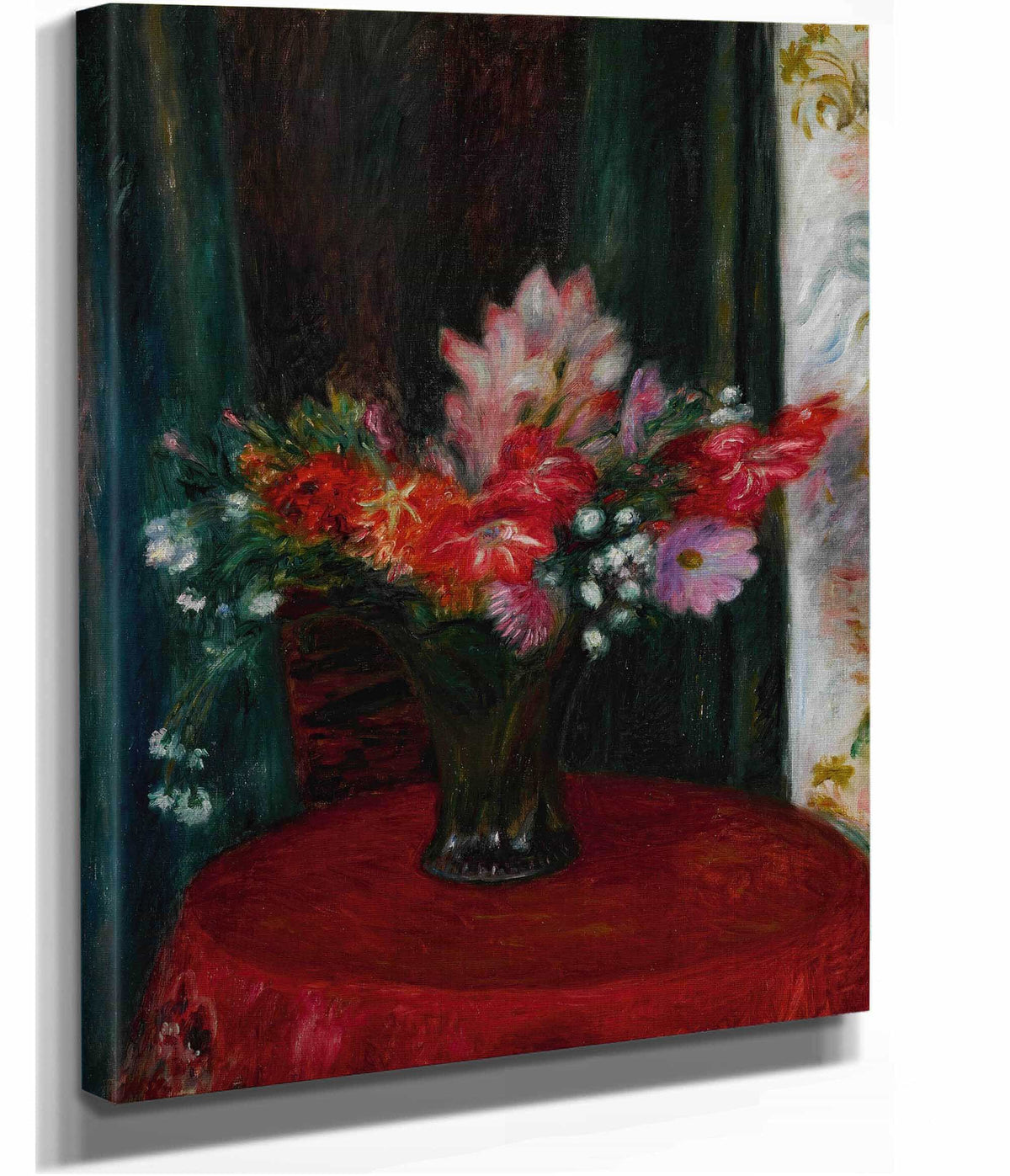 Bouquet On Red Tablecloth by William James Glackens