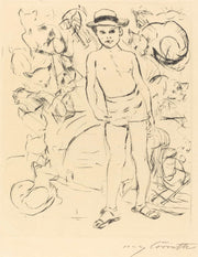 Boy Wearing Bathing Trunks And Straw Hat Knabe Mit Badehose Und Strohhut by Lovis Corinth