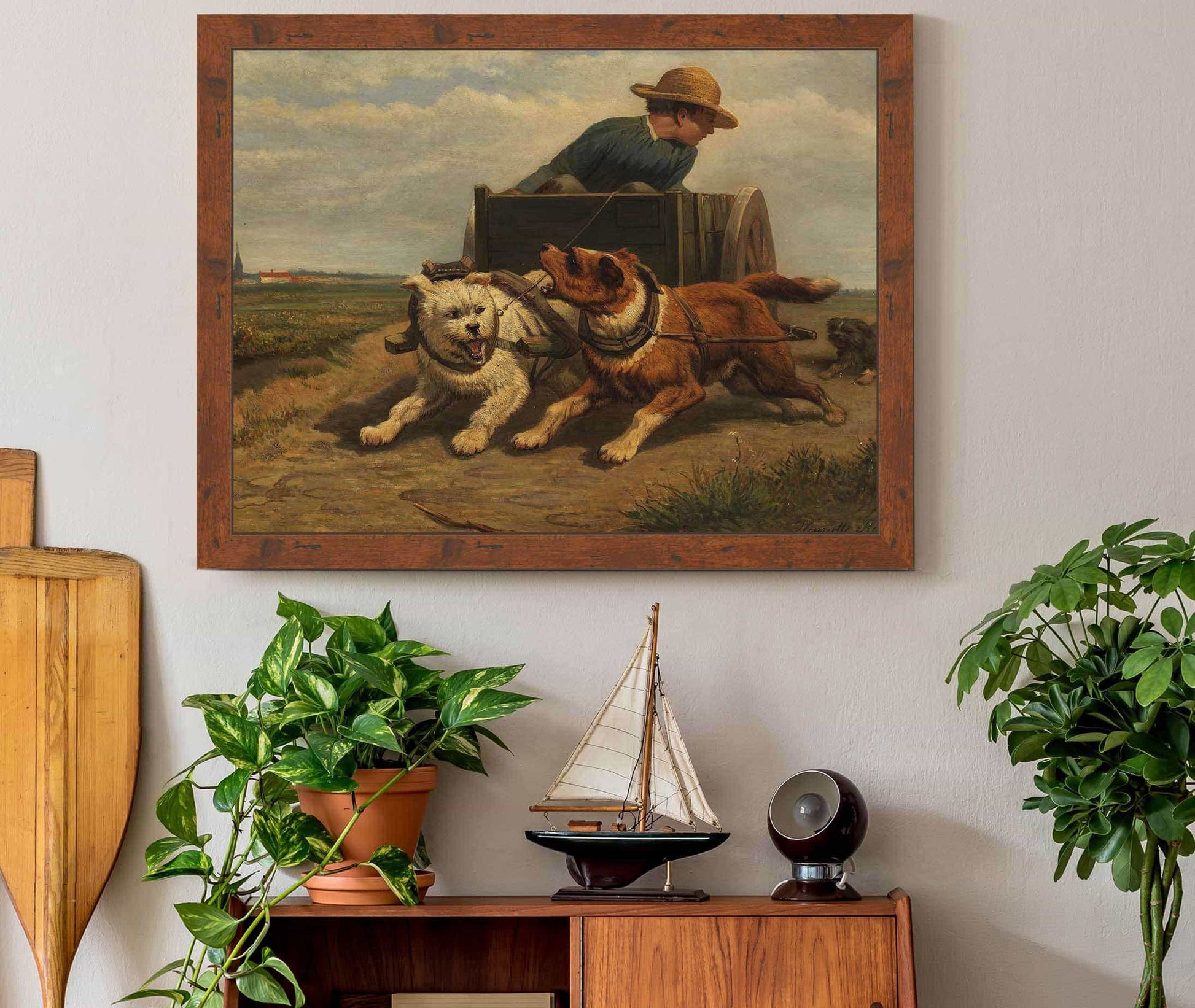 Boy With A Dog Cart Ca by Henriette Ronner Knip