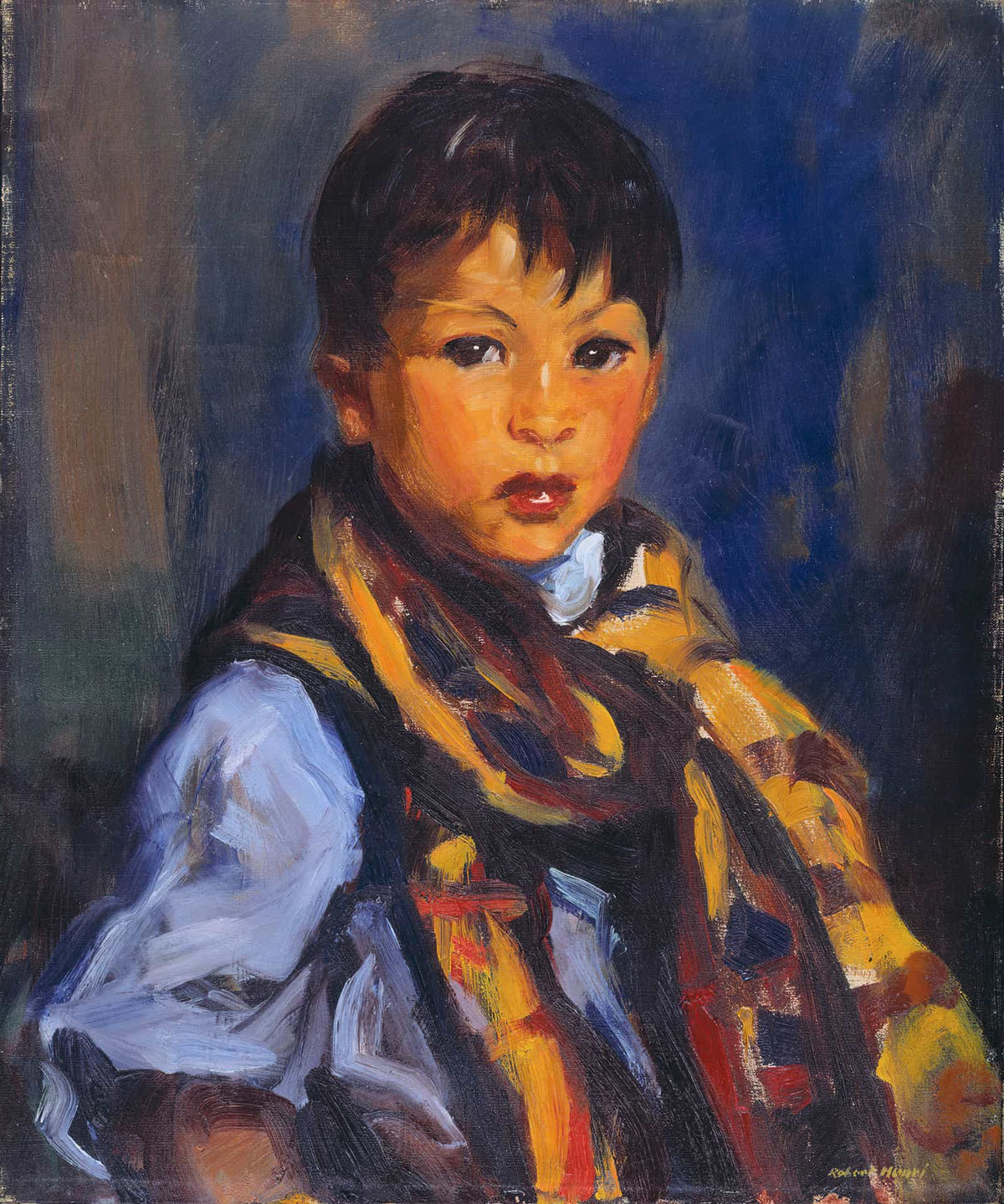 Boy With Plaid Scarf by Robert Henri