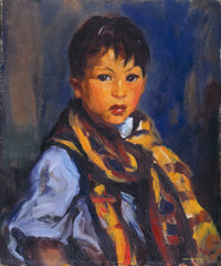 Boy With Plaid Scarf by Robert Henri