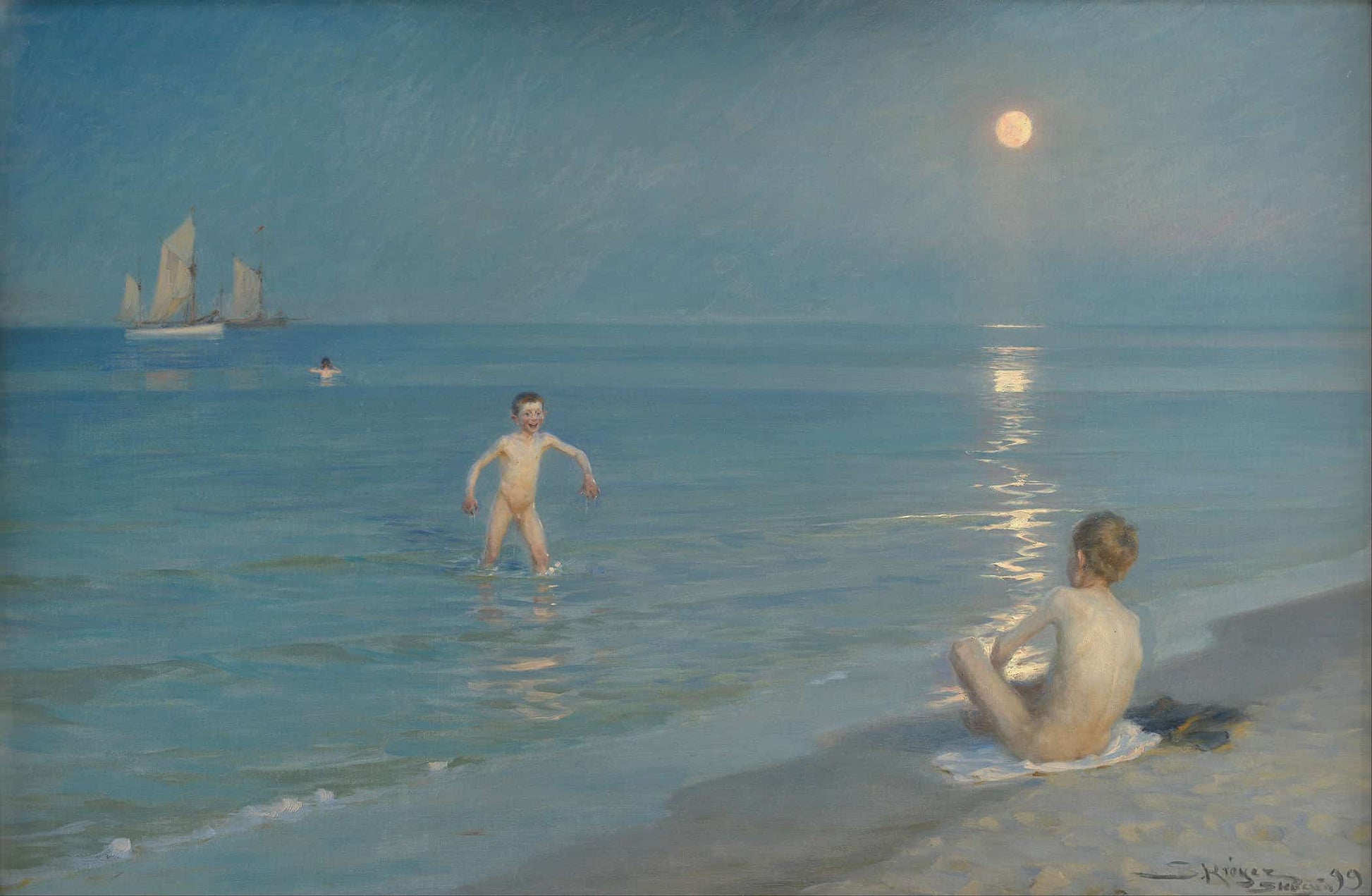 Boys Bathing At Skagen Summer Evening by Peder Severin Kroyer