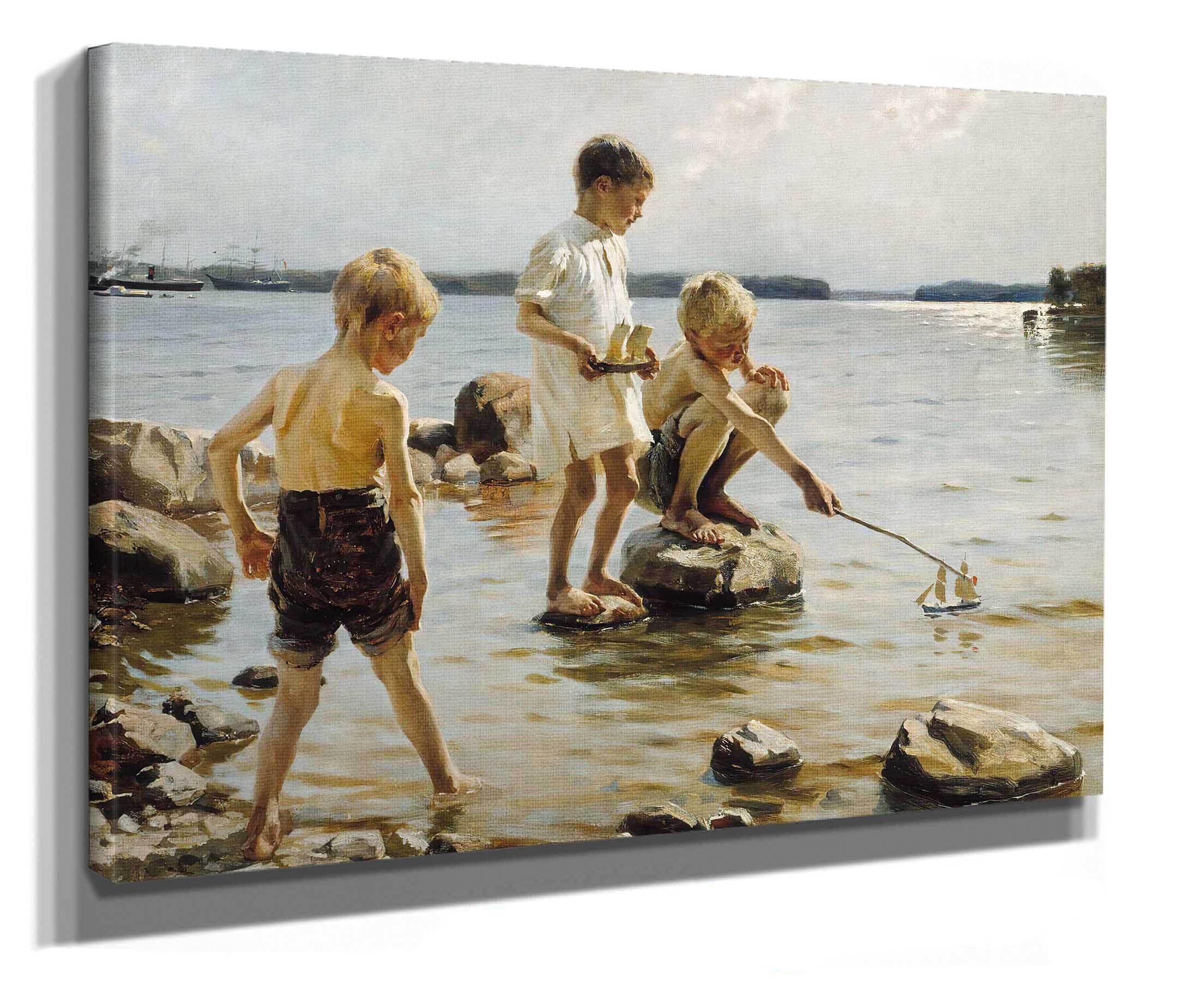 Boys Playing On The Shore Children Playing On The Shore by Albert Edelfelt