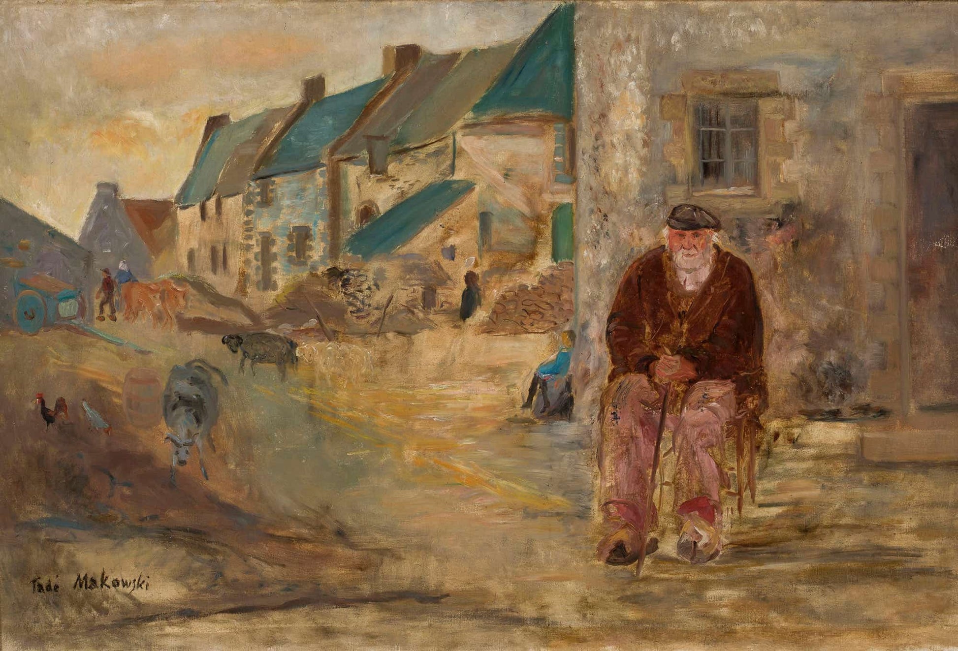 Breton Landscape With An Old Fisherman by Tadeusz Makowski