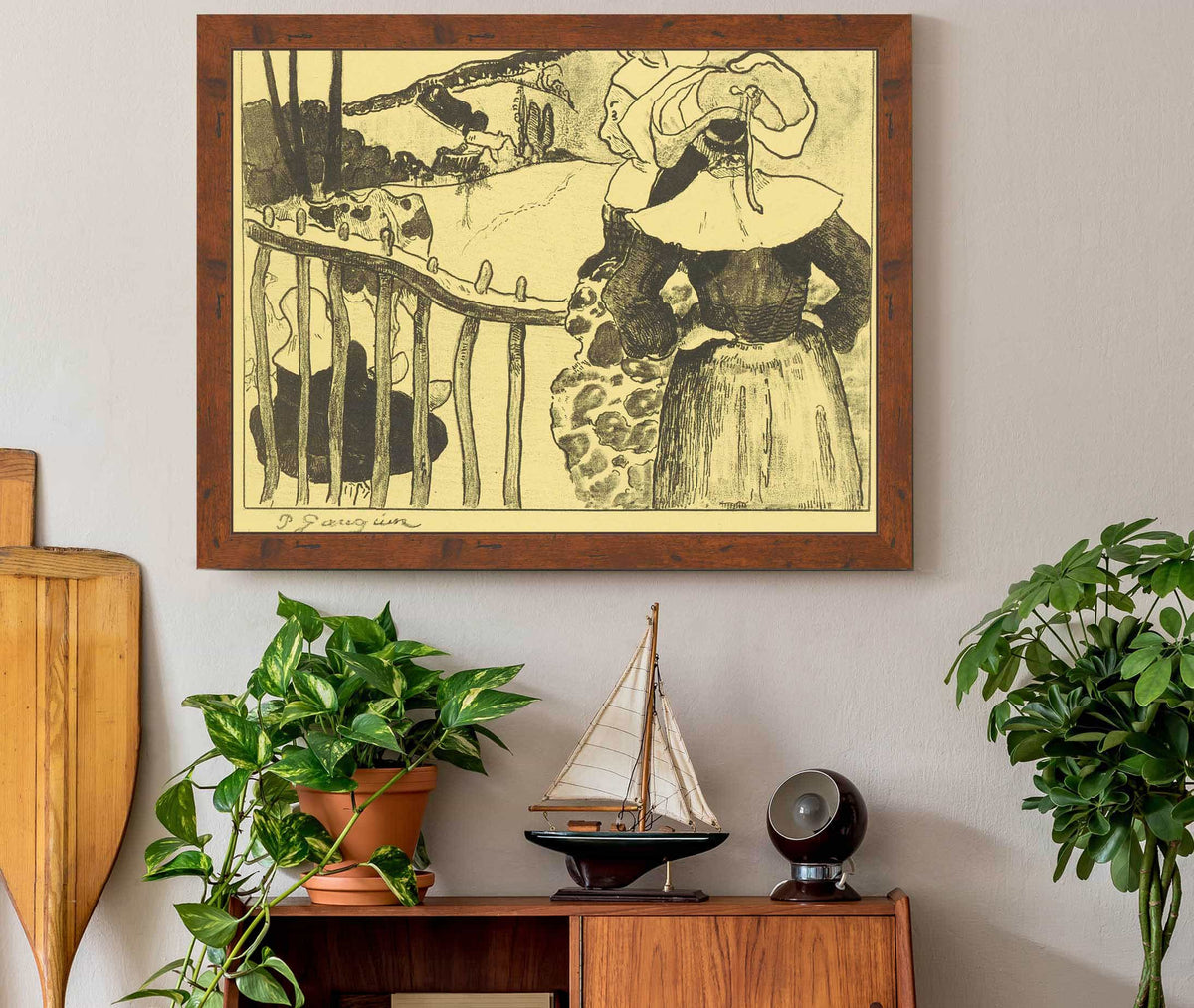 Breton Women Beside A Fence by Paul Gauguin