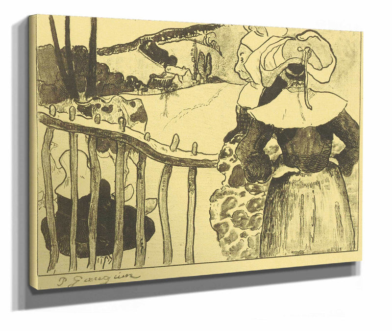 Breton Women Beside A Fence by Paul Gauguin