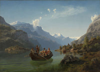 Bridal Procession On The Hardangerfjord by Adolph Tidemand