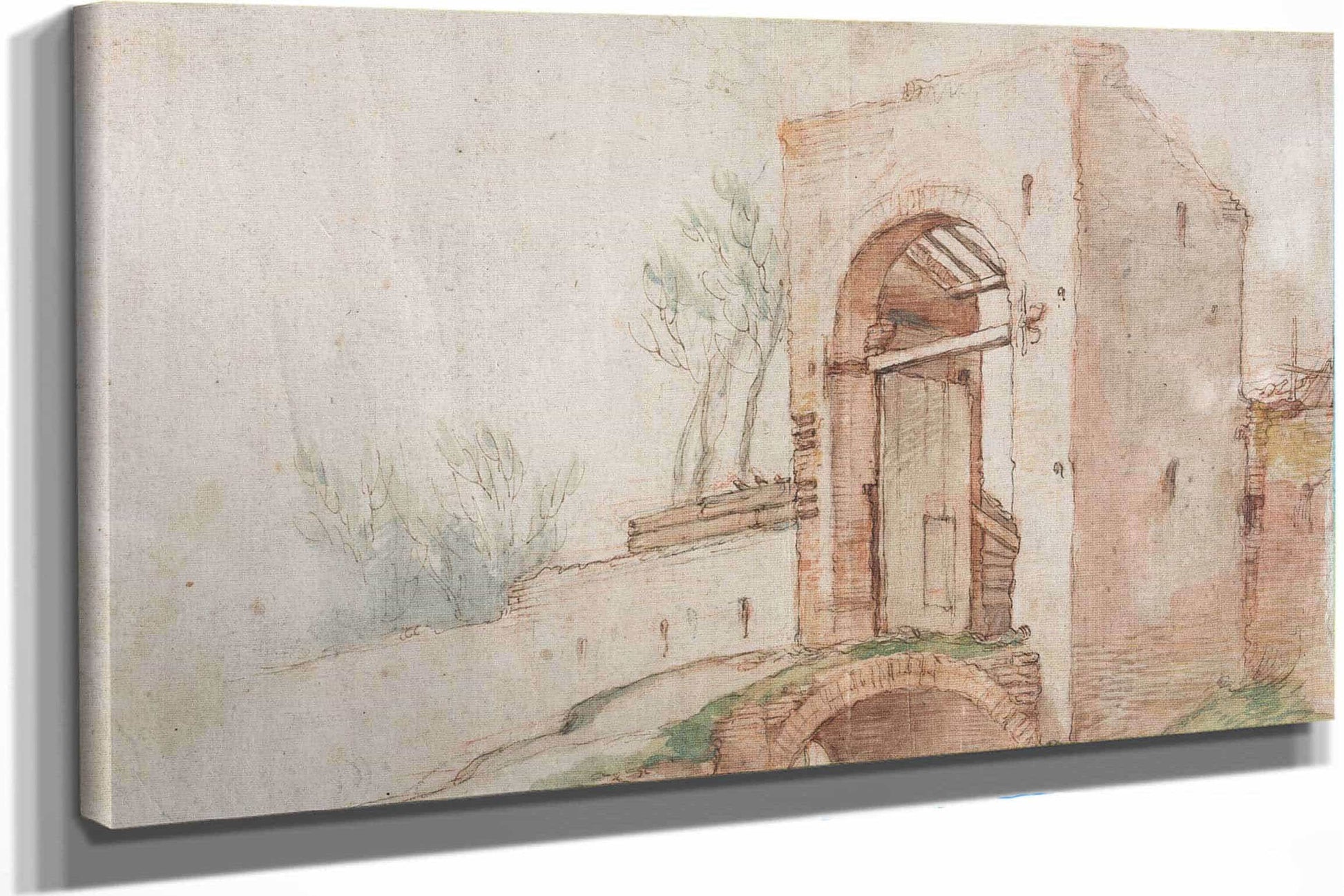 Bridge And Gate Verso By Abraham Bloemaert