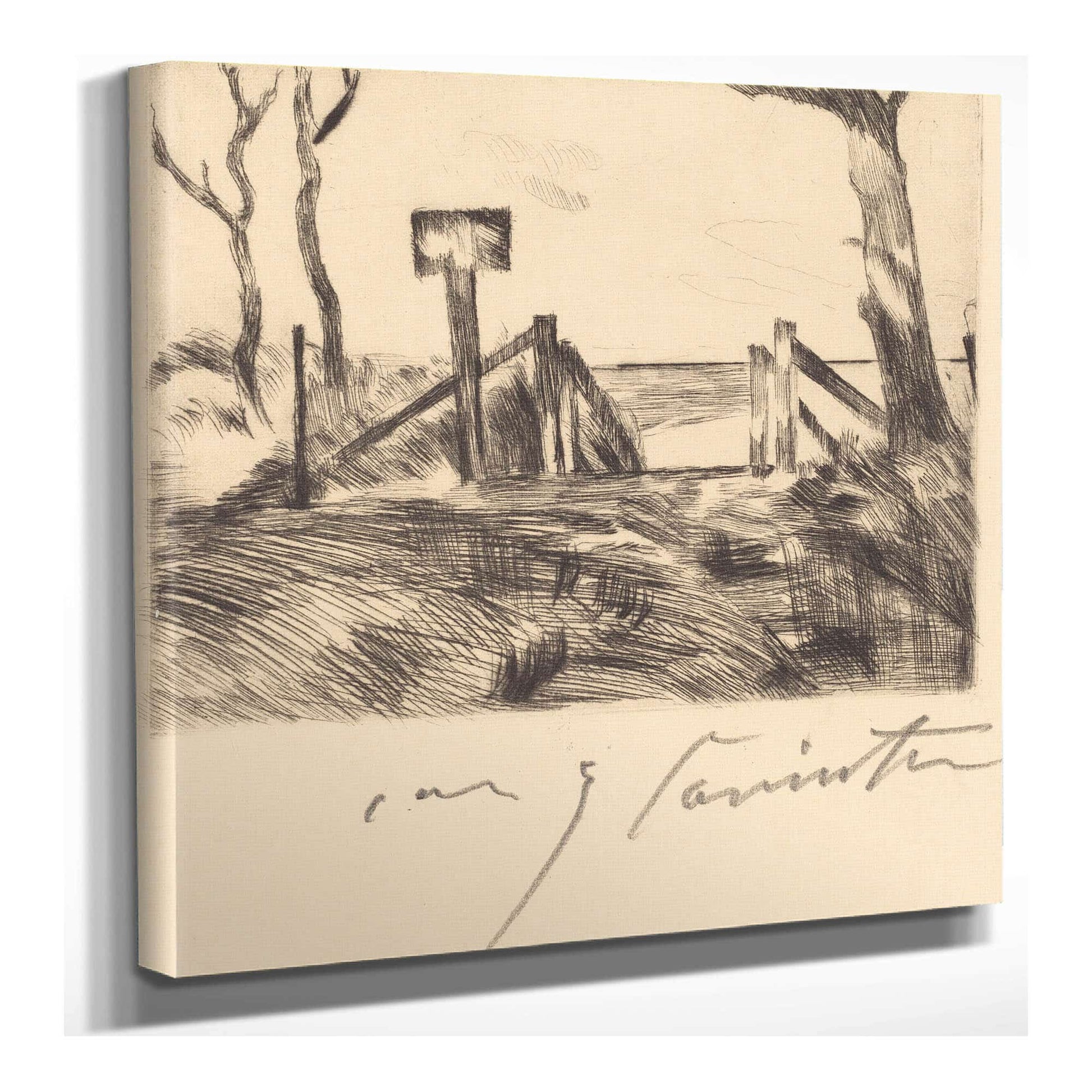Bridge With Sign Brucke Mit Tafel by Lovis Corinth
