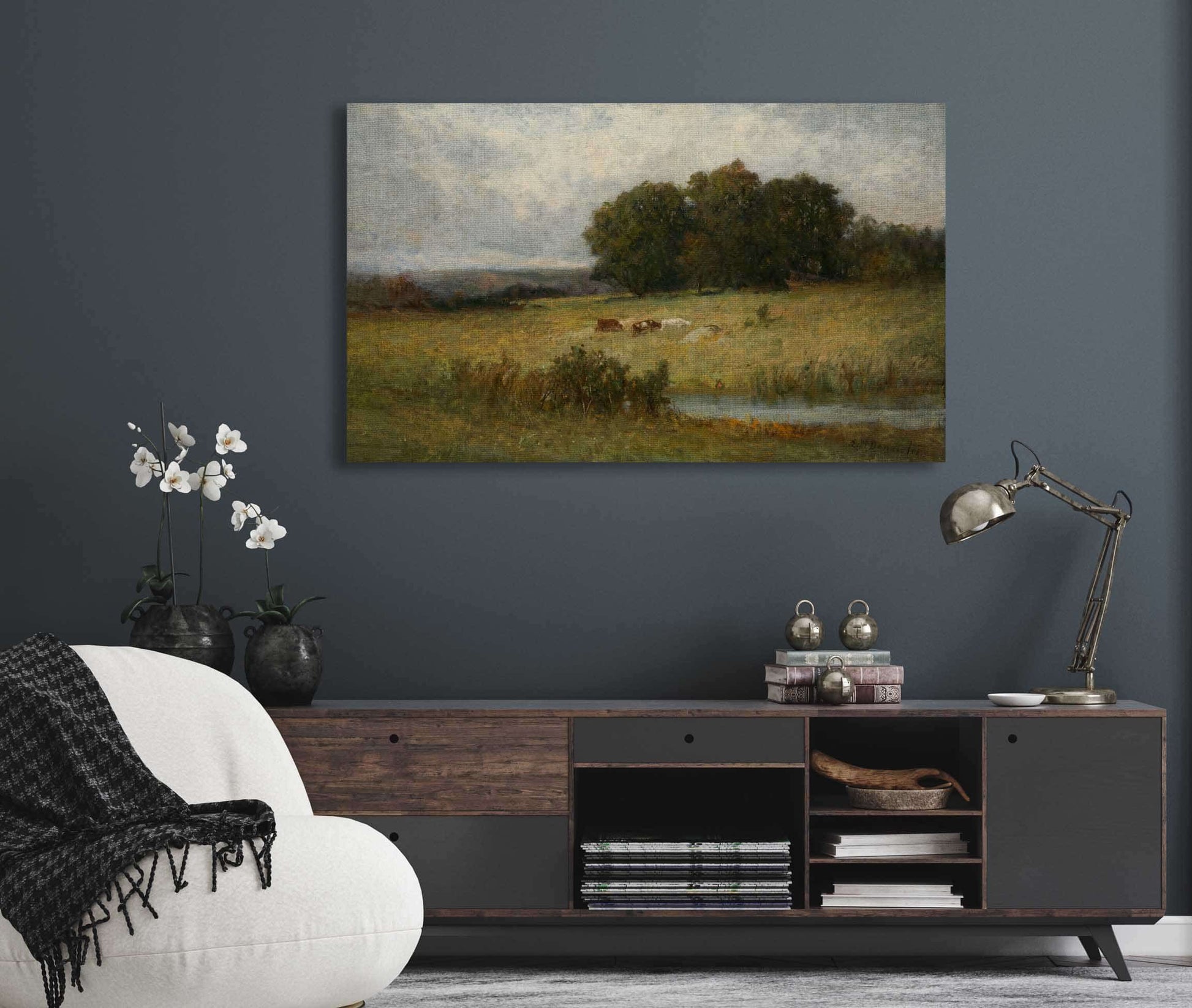 Bright Scene Of Cattle Near Stream by Edward Mitchell Bannister