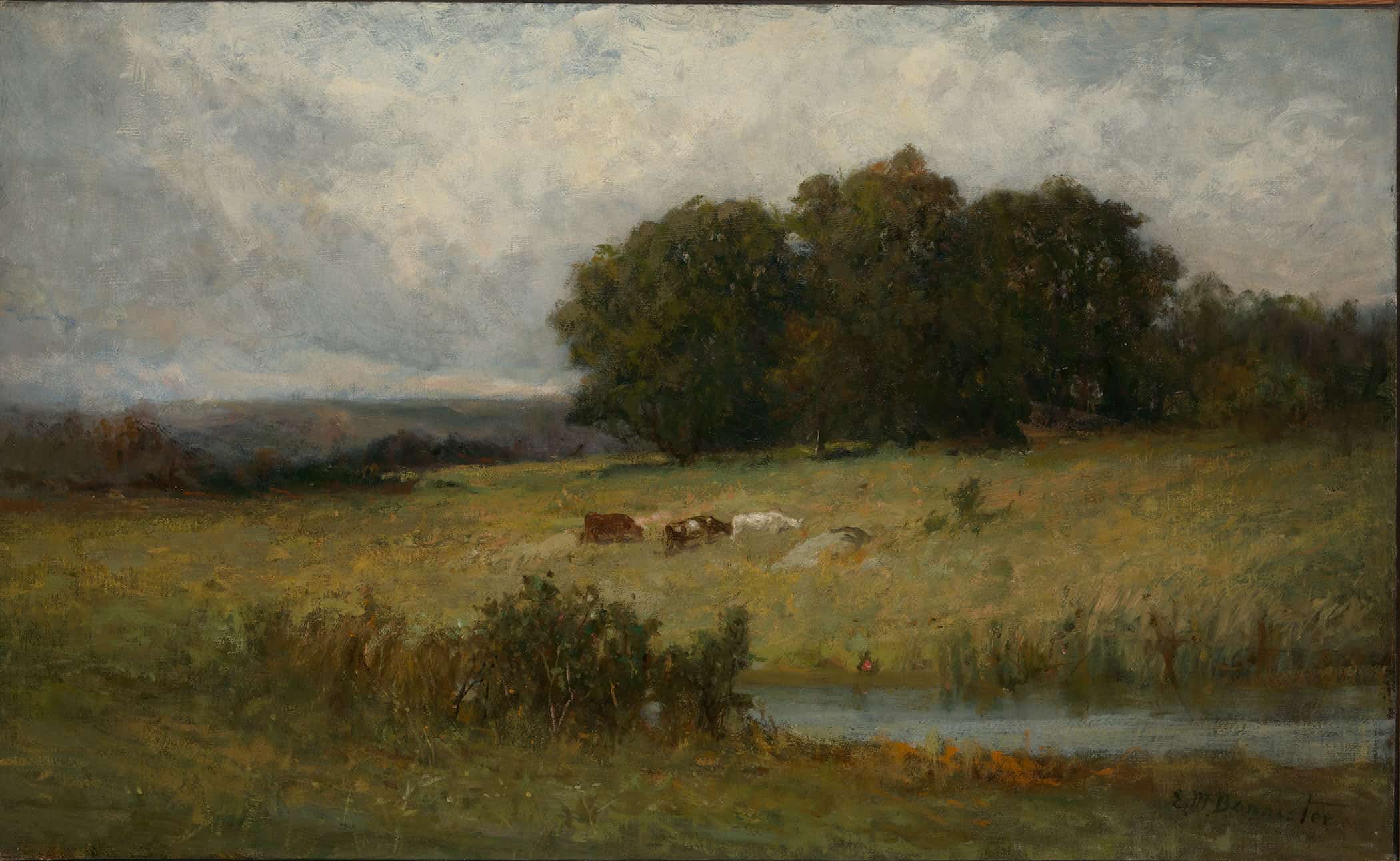 Bright Scene Of Cattle Near Stream by Edward Mitchell Bannister