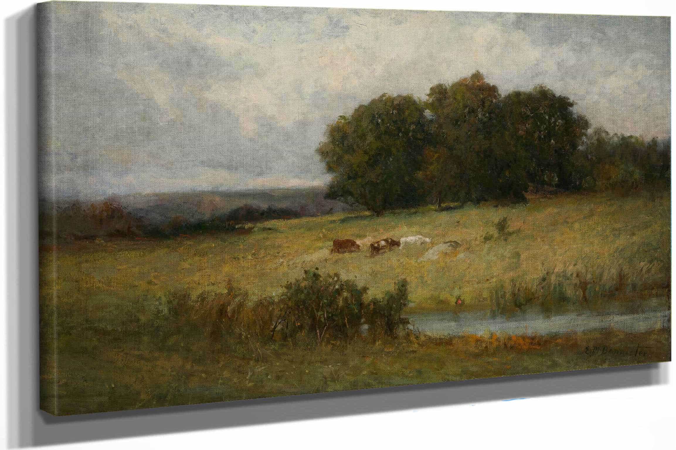 Bright Scene Of Cattle Near Stream by Edward Mitchell Bannister