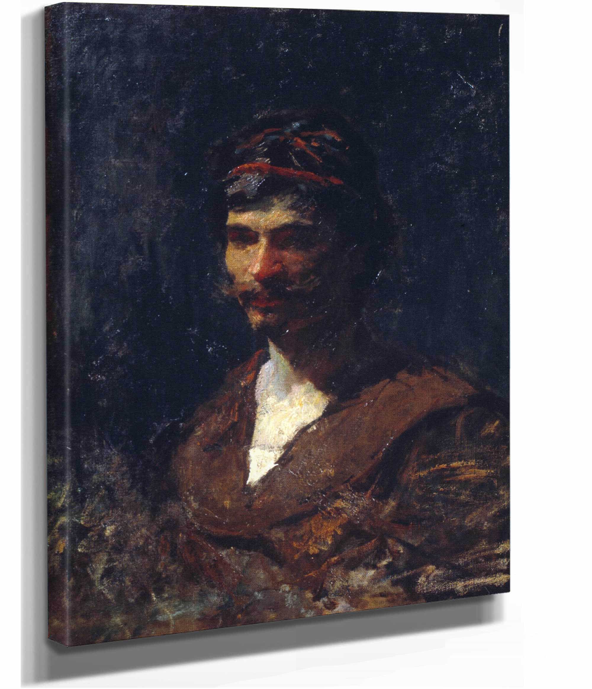 Bust Of A Man Allegory Of Bacchus by Mariano Fortuny Marsal