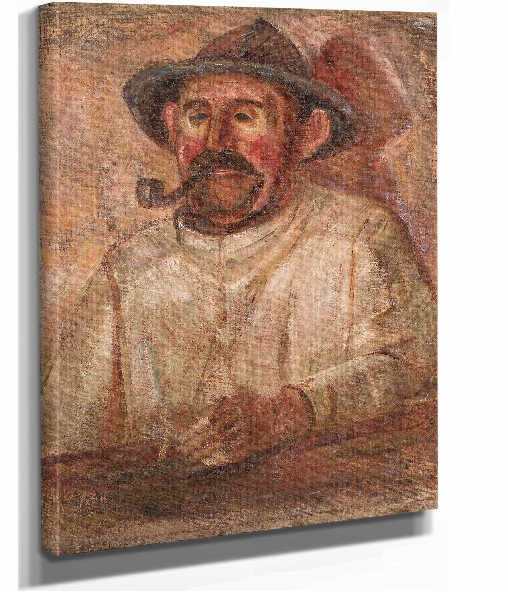 Bust Of A Man In A Hat With A Pipe by Tadeusz Makowski