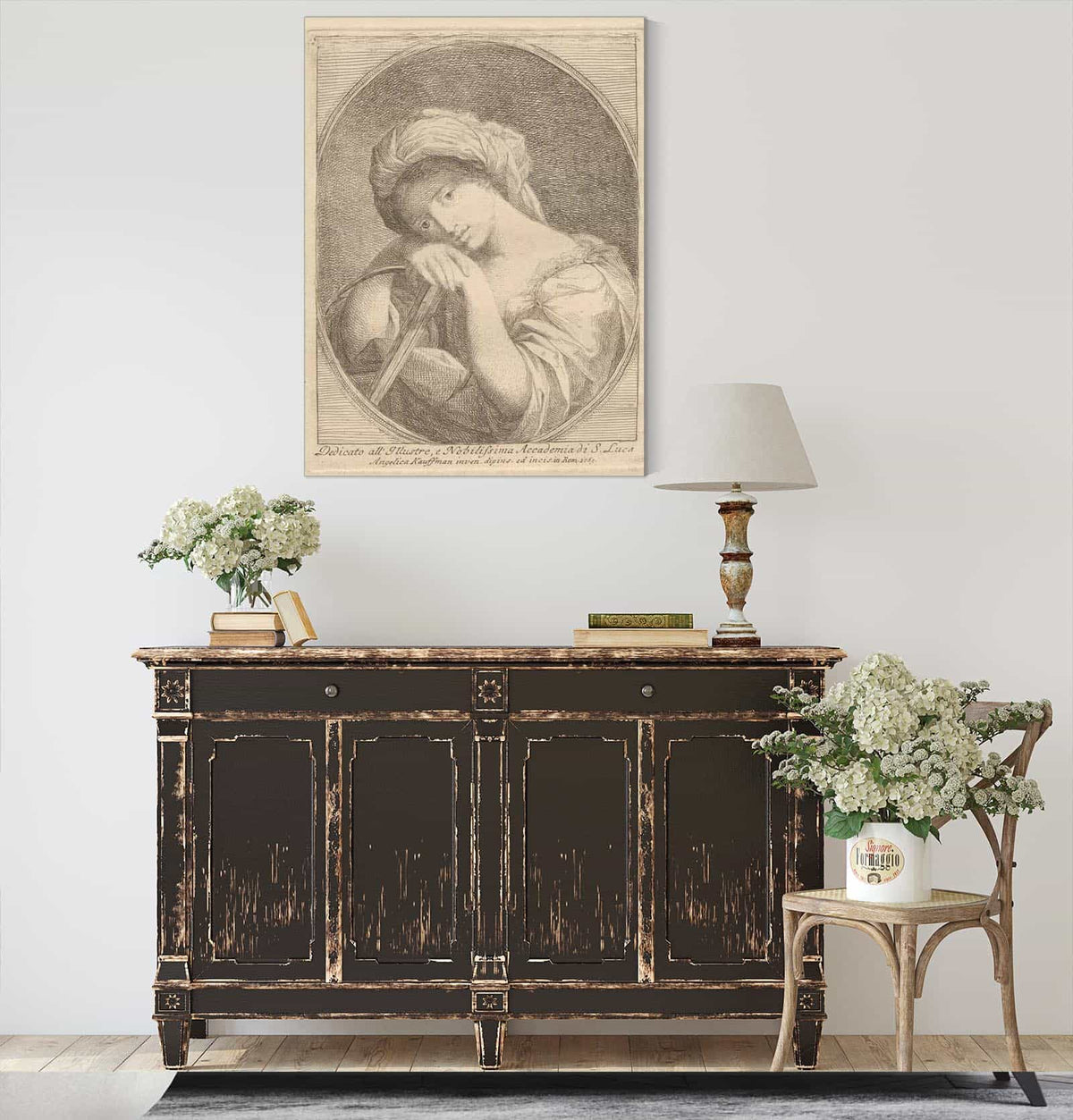 Bust Of A Young Woman With Flowers In Her Hair by Angelica Kauffmann