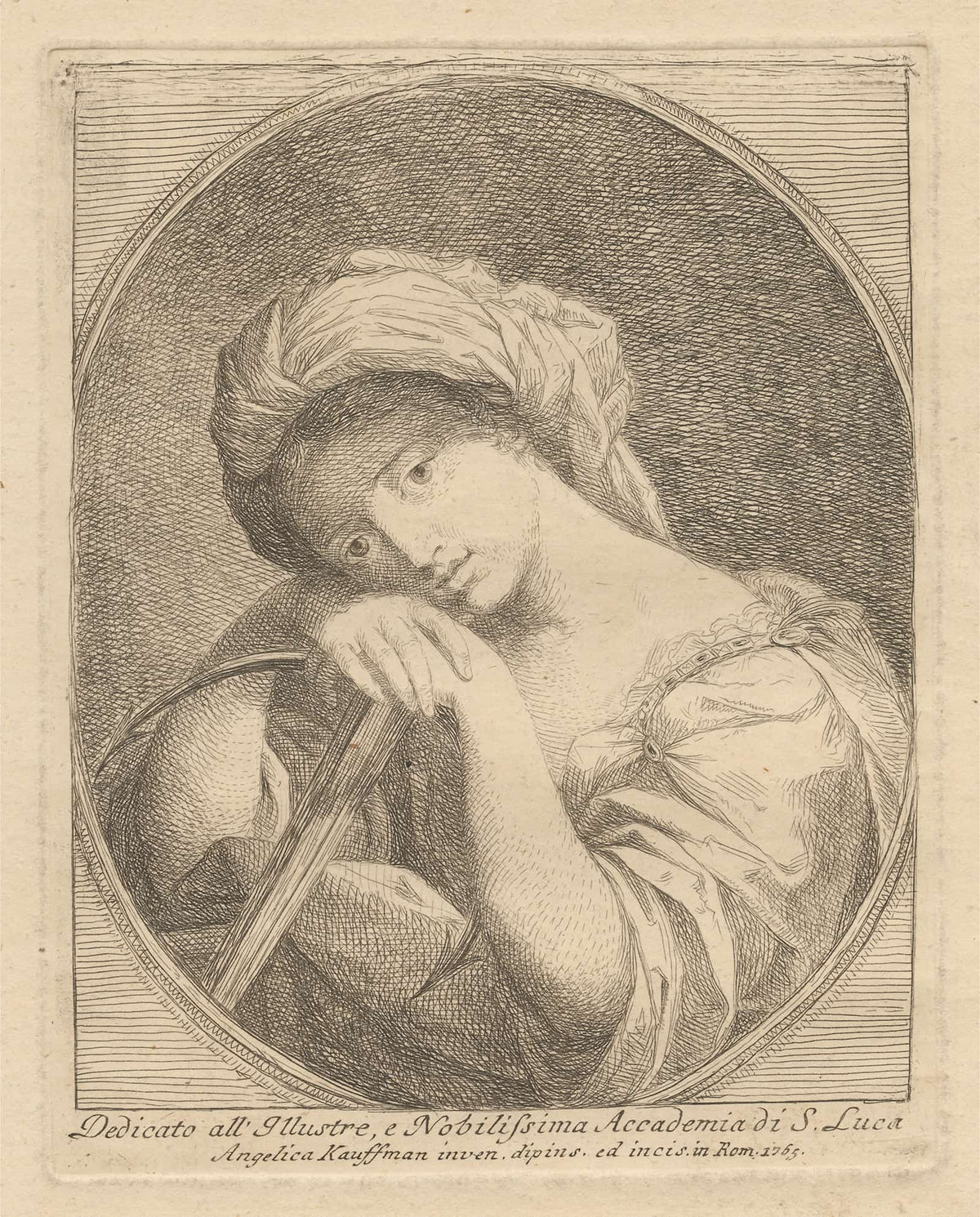 Bust Of A Young Woman With Flowers In Her Hair by Angelica Kauffmann