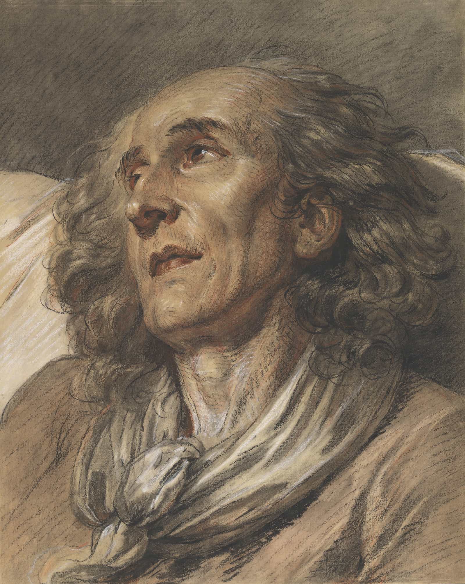Bust Of An Old Man Probably by Jean Baptiste Greuze
