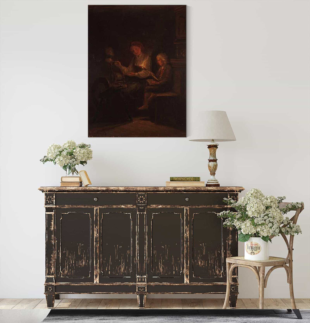 By The Spinning Wheel by Adolph Tidemand