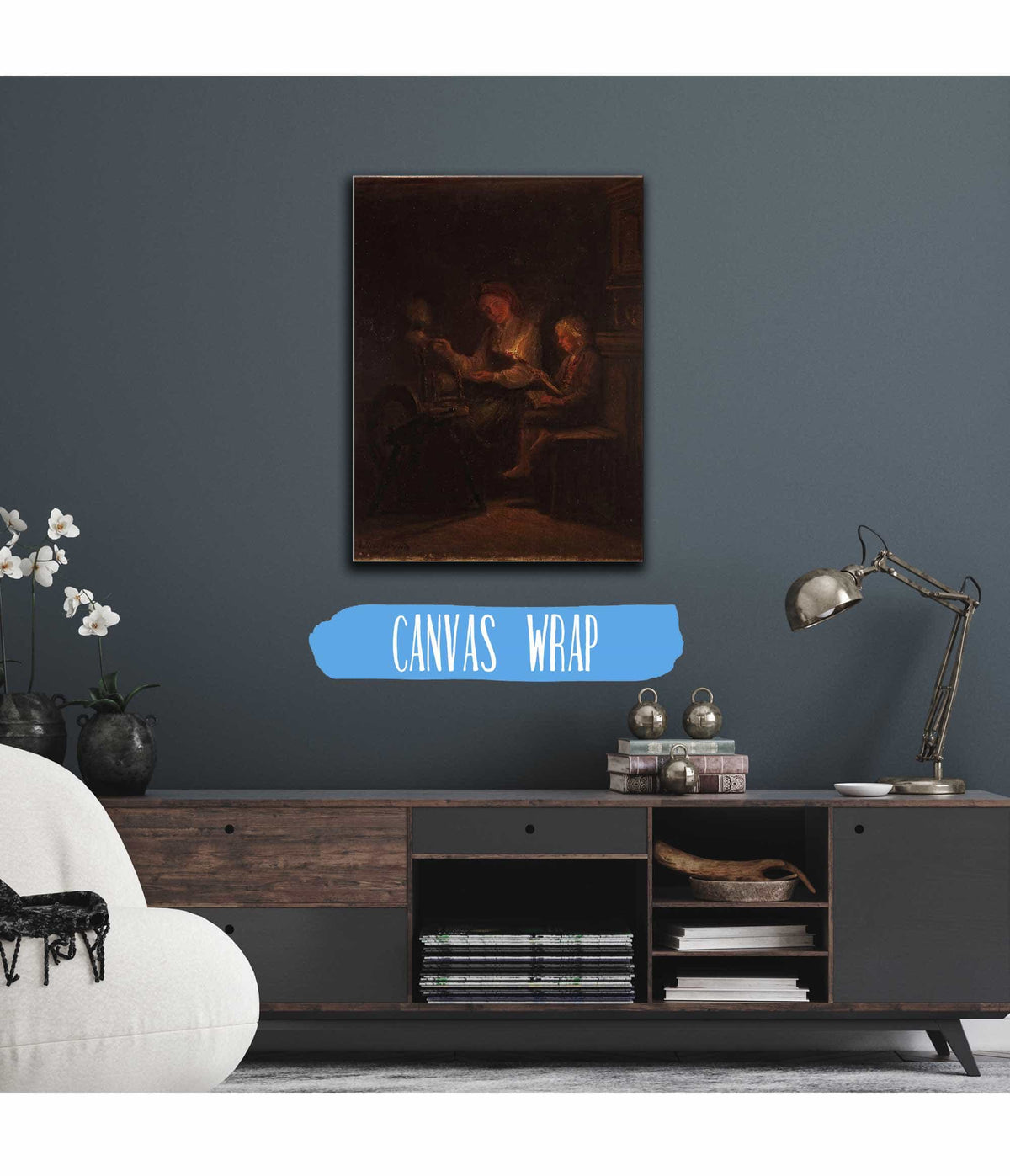 By The Spinning Wheel by Adolph Tidemand