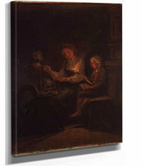 By The Spinning Wheel by Adolph Tidemand