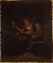 By The Spinning Wheel by Adolph Tidemand