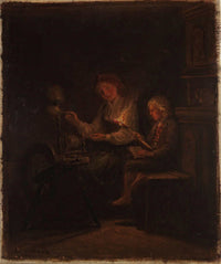 By The Spinning Wheel by Adolph Tidemand