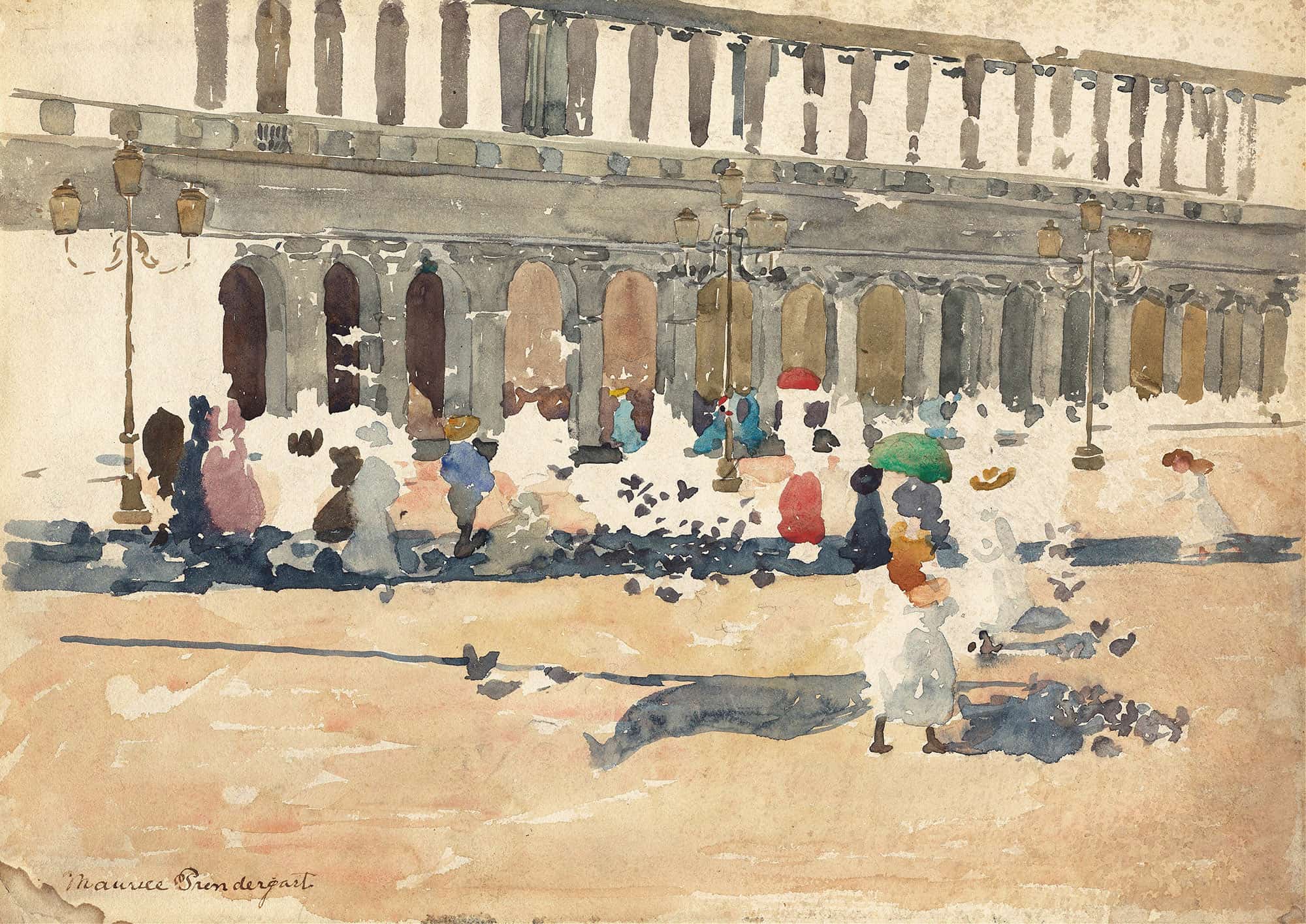 Caffe Florian In Venice by Maurice Prendergast