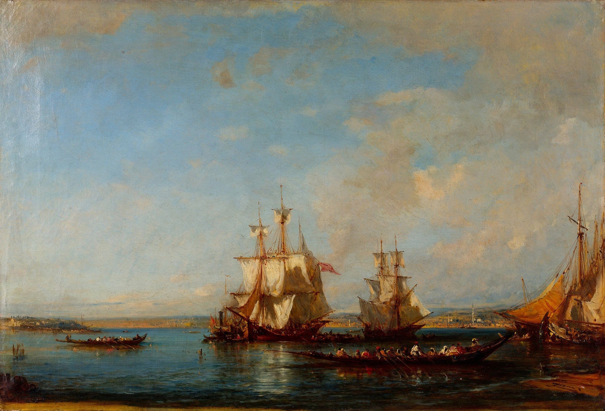 Caiques And Sailboats At The Bosphorus by Felix Ziem