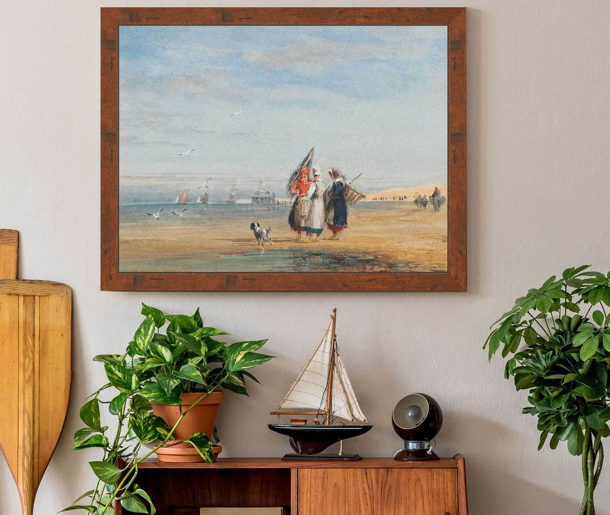 Calais Beach With Shrimpers And A Dog by David Cox