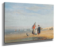 Calais Beach With Shrimpers And A Dog by David Cox