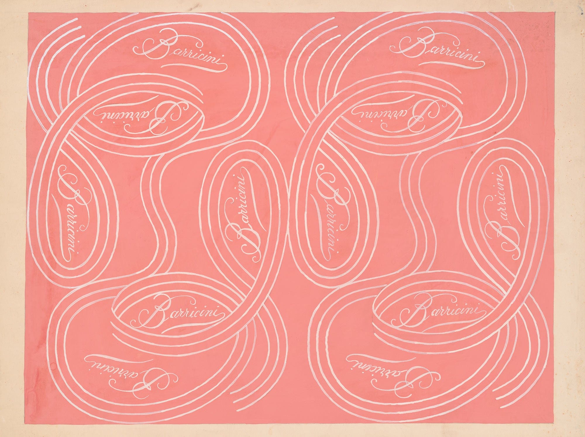 Calligraphic Scrolls And Script On Salmon Background by Winold Reiss
