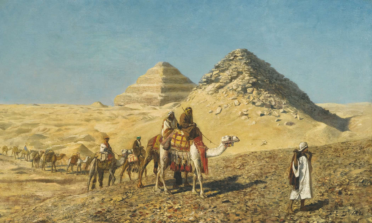 Camel Caravan Amid The Pyramids Egypt by Edwin Lord Weeks
