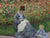 Camille Monet And A Child In The Artist's Garden In Argenteuil By Monet Claude