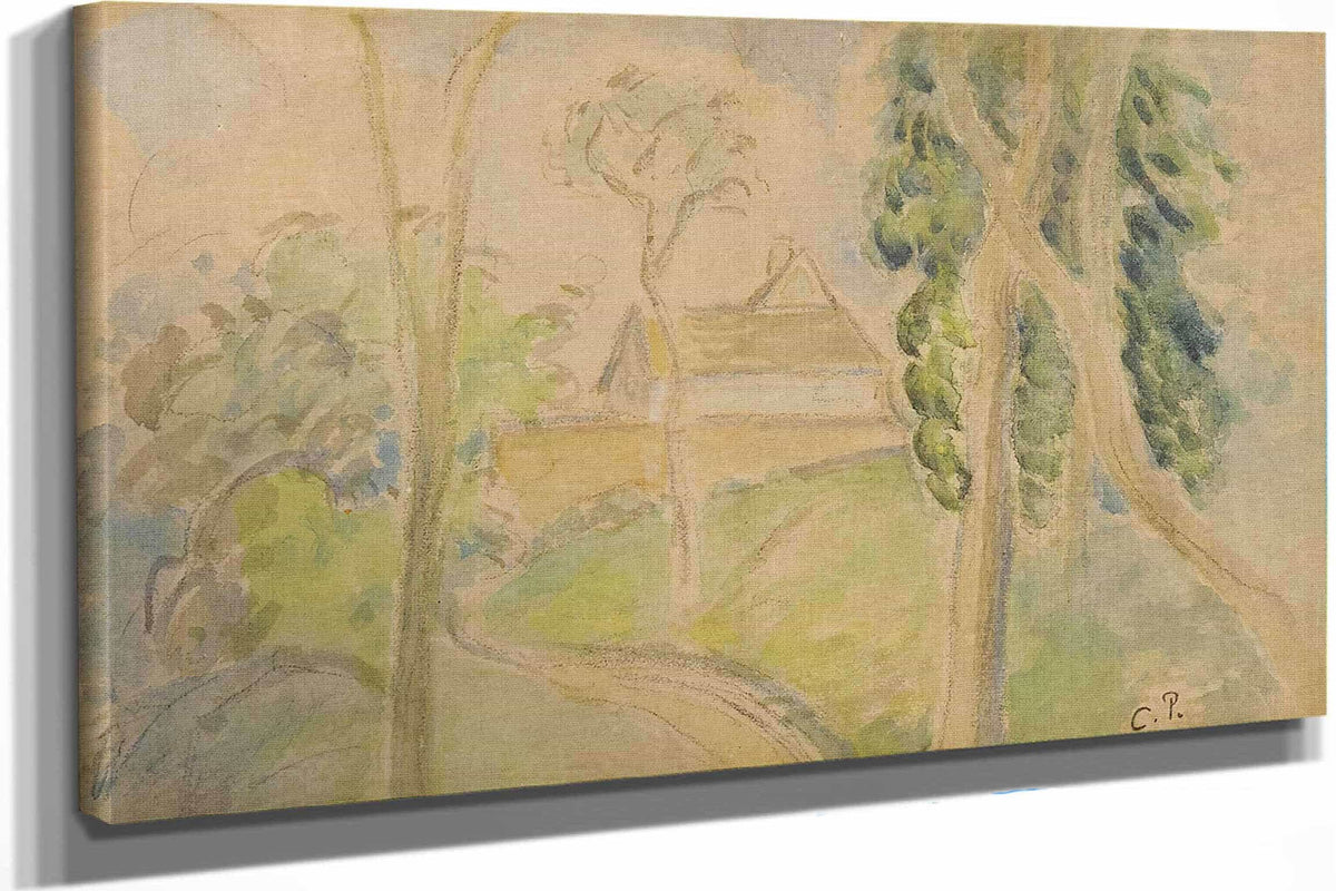 Country Scene With A House Along A Road by Camille Pissarro