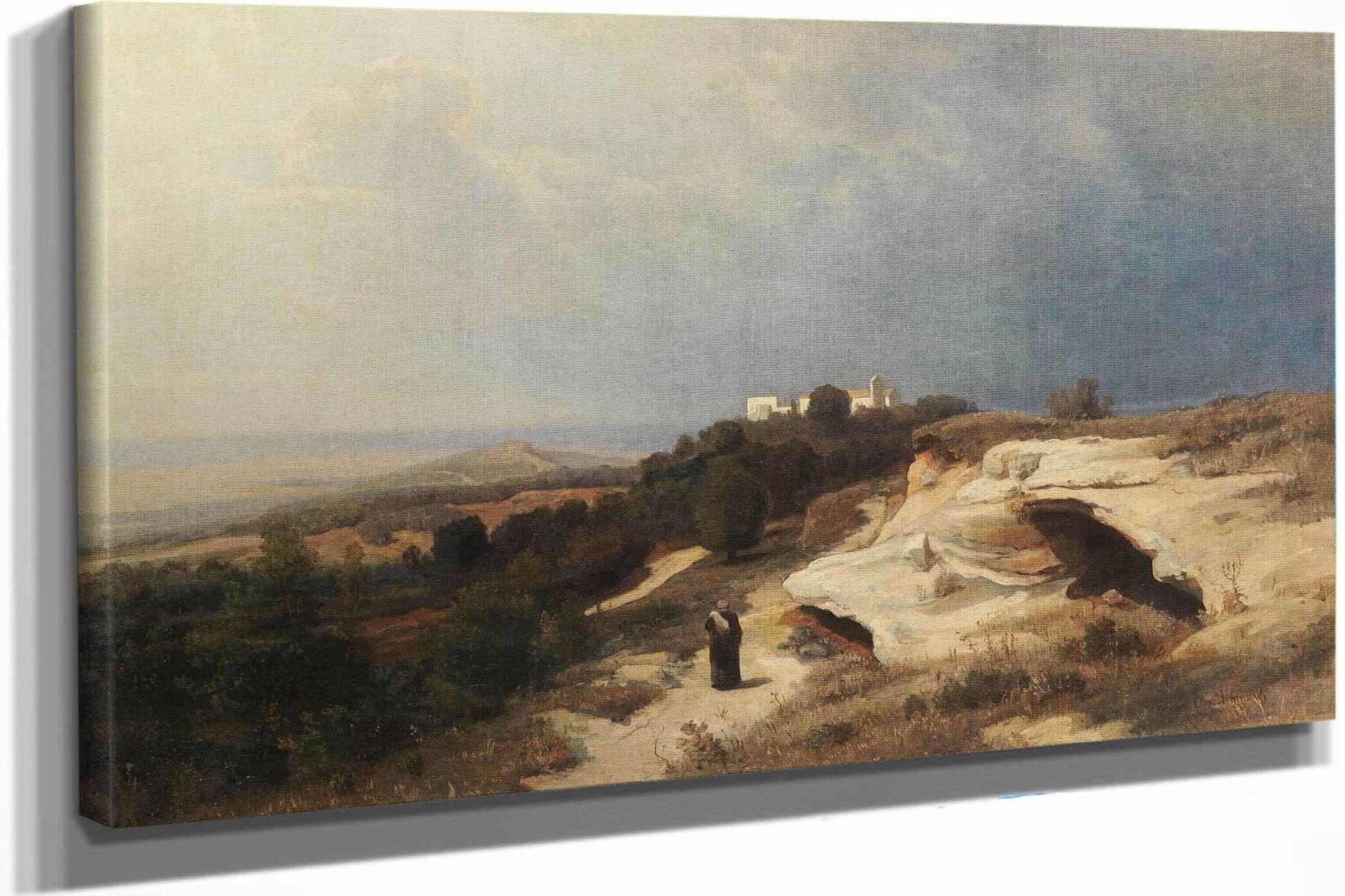 Campagnalandschaft Mit Wanderndem Monch by Oswald Achenbach