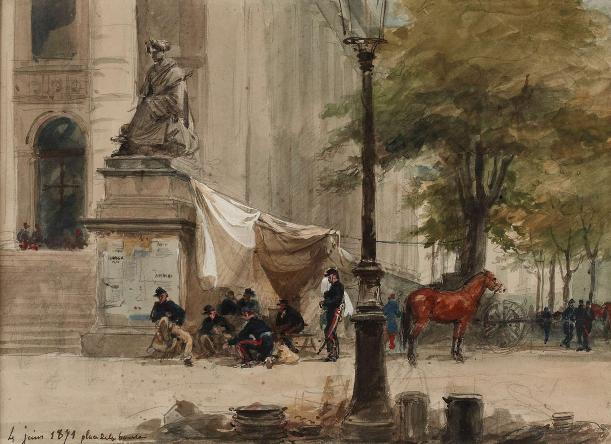 Campement Dartillerie Place De La Bourse Juin by Isidore Pils