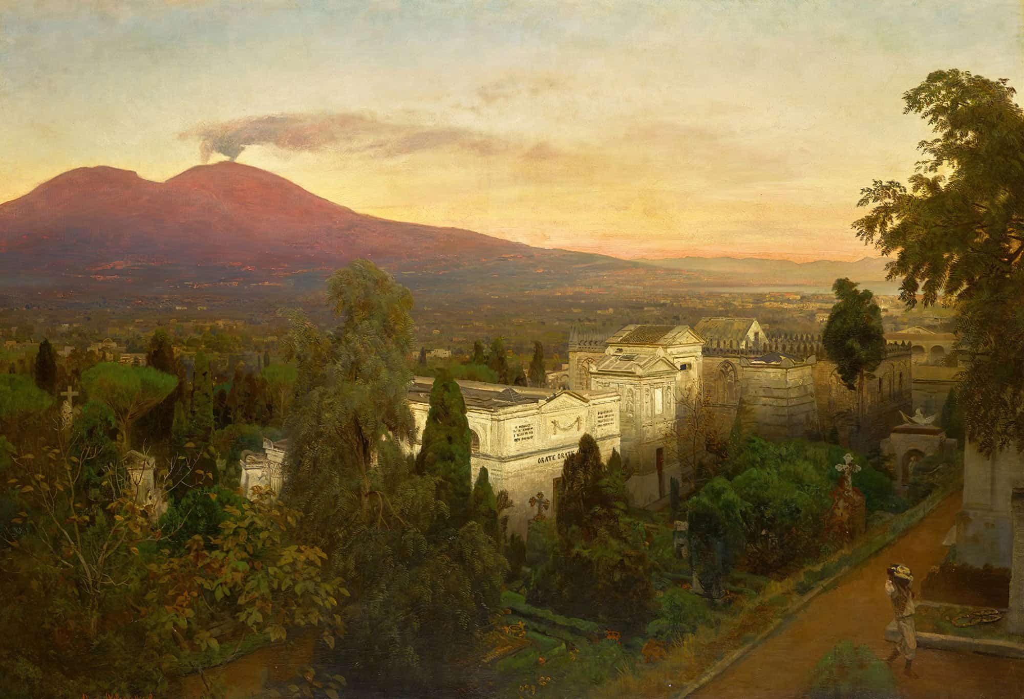 Campo Santo In Poggioreale The Vesuvius Beyond by Oswald Achenbach