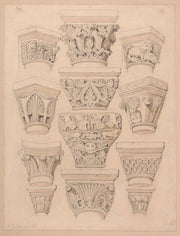 Capitals In The Abbey Church Of St Georges De Bocherville Near Rouen Normandy by John Sell Cotman